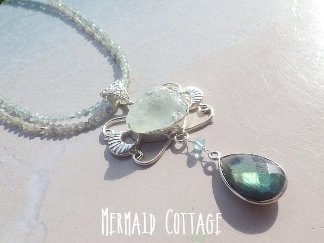 *sv925*Ocean Goddess 海の女神の首飾り☆アクアマリン原石＆ラブラドライト