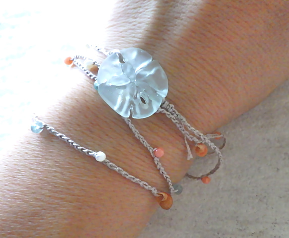 Sand Dollar Ocean Wrap Bracelet/Necklace--5way 5枚目の画像