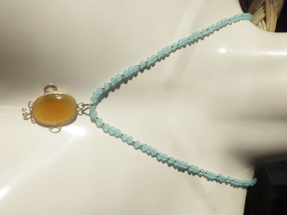 Carnelian Sunset Necklace　ビッグカーネリアンのステートメントネックレス 9枚目の画像