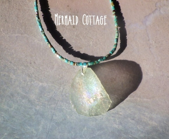 *sv925*Ancient Romanglass Necklace　☆ローマングラス☆銀化 1枚目の画像