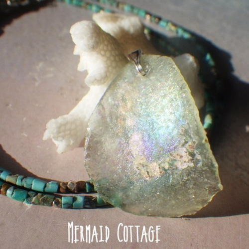 sv925*Ancient Romanglass Necklace ☆ローマングラス☆銀化  