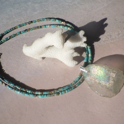 sv925*Ancient Romanglass Necklace ☆ローマングラス☆銀化 