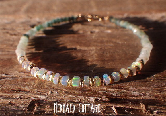 *14kgf＊Grandidierite＆Opal Ombre Bracelet　オパール＆グランディディエライト☆アジ 5枚目の画像