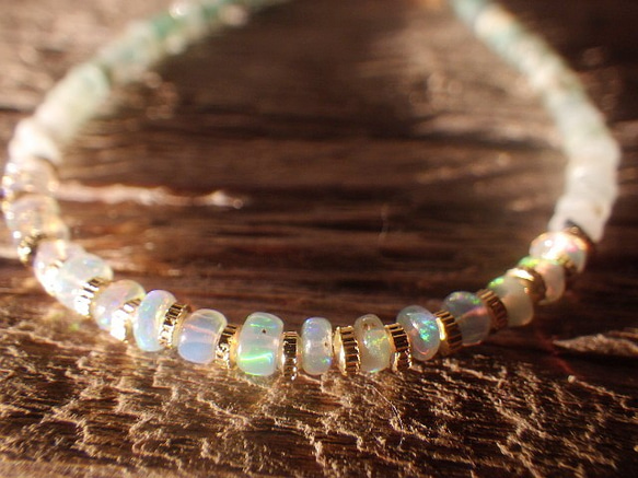 *14kgf＊Grandidierite＆Opal Ombre Bracelet　オパール＆グランディディエライト☆アジ 7枚目の画像