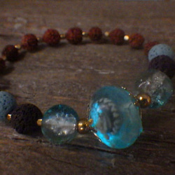 Under the Sea＊ Lava Stone Diffuser Bracelet ルドラクシャ☆アロマブレスレット 2枚目の画像