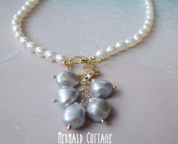 2WAY!*14kgf* Sea Goddess Pearl Necklace　バロックパール♡海の女神の淡水パールネッ 1枚目の画像