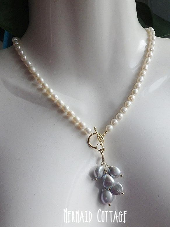 2WAY!*14kgf* Sea Goddess Pearl Necklace　バロックパール♡海の女神の淡水パールネッ 2枚目の画像