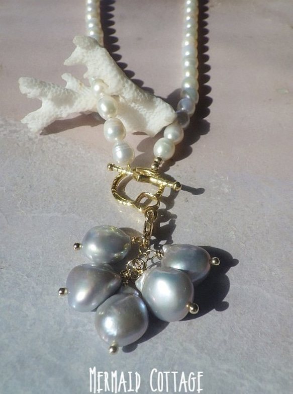 2WAY!*14kgf* Sea Goddess Pearl Necklace　バロックパール♡海の女神の淡水パールネッ 3枚目の画像