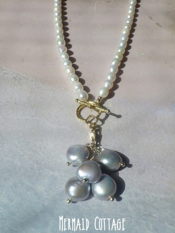 2WAY!*14kgf* Sea Goddess Pearl Necklace　バロックパール♡海の女神の淡水パールネッ 4枚目の画像