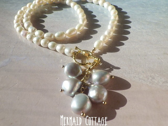 2WAY!*14kgf* Sea Goddess Pearl Necklace　バロックパール♡海の女神の淡水パールネッ 5枚目の画像