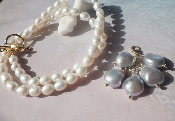 2WAY!*14kgf* Sea Goddess Pearl Necklace　バロックパール♡海の女神の淡水パールネッ 8枚目の画像