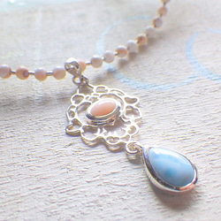 Coral& Larimar Beach Necklace✴︎sv925✴︎⭐︎受注製作 1枚目の画像