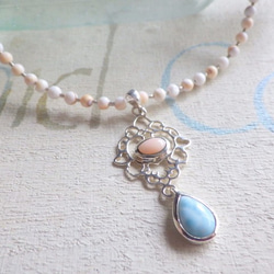 Coral& Larimar Beach Necklace✴︎sv925✴︎⭐︎受注製作 2枚目の画像