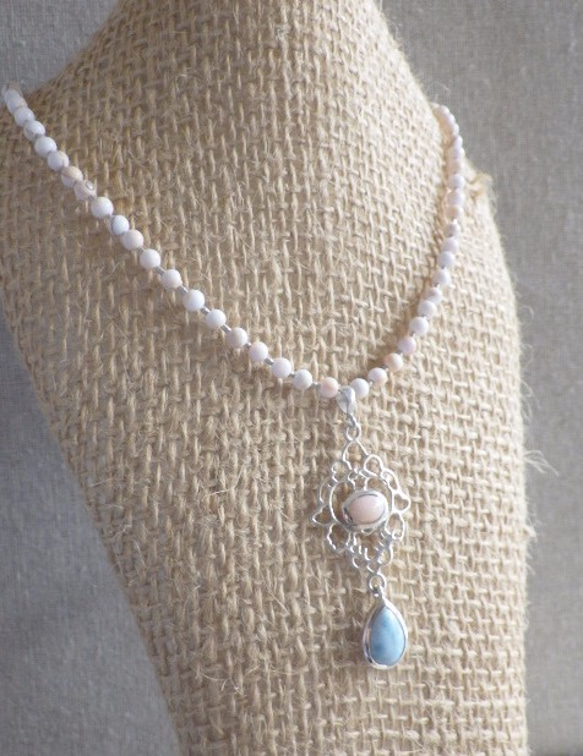 Coral& Larimar Beach Necklace✴︎sv925✴︎⭐︎受注製作 3枚目の画像