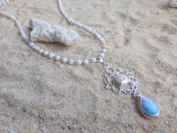 Coral& Larimar Beach Necklace✴︎sv925✴︎⭐︎受注製作 4枚目の画像