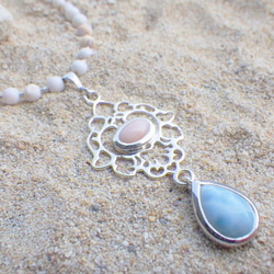 Coral& Larimar Beach Necklace✴︎sv925✴︎⭐︎受注製作 5枚目の画像