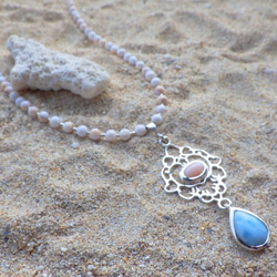 Coral& Larimar Beach Necklace✴︎sv925✴︎⭐︎受注製作 6枚目の画像