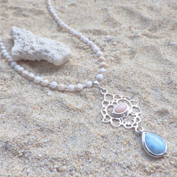 Coral& Larimar Beach Necklace✴︎sv925✴︎⭐︎受注製作 7枚目の画像