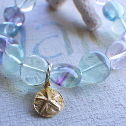 ⭐︎fluorite beach bracelet-sand dollar 2枚目の画像