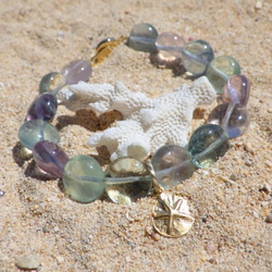 ⭐︎fluorite beach bracelet-sand dollar 5枚目の画像