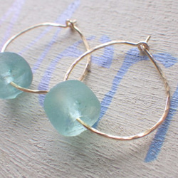 Ocean Hammered Hoop *14kgf* Sea glass recycled glass 1枚目の画像