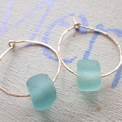 Ocean Hammered Hoop *14kgf* Sea glass recycled glass 2枚目の画像