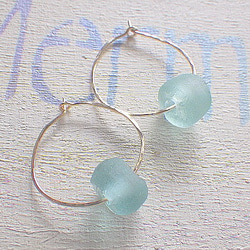 Ocean Hammered Hoop *14kgf* Sea glass recycled glass 5枚目の画像