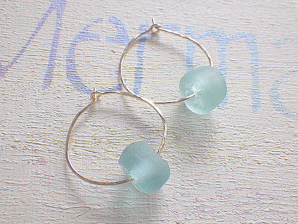 Ocean Hammered Hoop *14kgf* Sea glass recycled glass 5枚目の画像