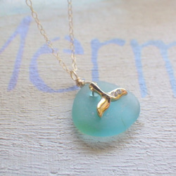 Whale Tail Seaglass Necklace*14kgf 1枚目の画像