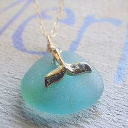 Whale Tail Seaglass Necklace*14kgf 2枚目の画像