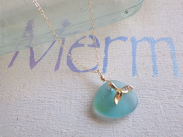 Whale Tail Seaglass Necklace*14kgf 4枚目の画像