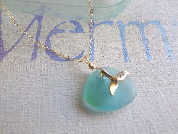 Whale Tail Seaglass Necklace*14kgf 5枚目の画像