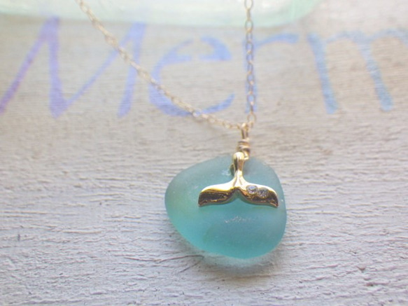 Whale Tail Seaglass Necklace*14kgf 6枚目の画像