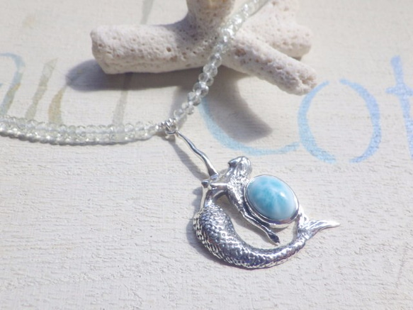 Mermaid&Larimar Aquamarine Necklace sv925 2枚目の画像