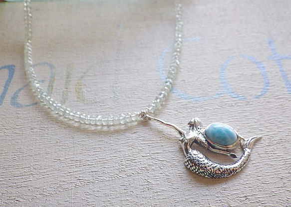 Mermaid&Larimar Aquamarine Necklace sv925 3枚目の画像