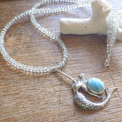 Mermaid&Larimar Aquamarine Necklace sv925 4枚目の画像