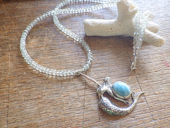 Mermaid&Larimar Aquamarine Necklace sv925 4枚目の画像