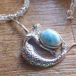 Mermaid&Larimar Aquamarine Necklace sv925 5枚目の画像