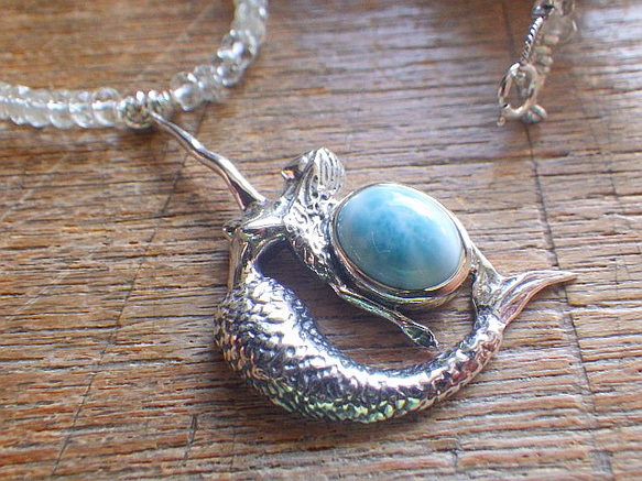 Mermaid&Larimar Aquamarine Necklace sv925 5枚目の画像