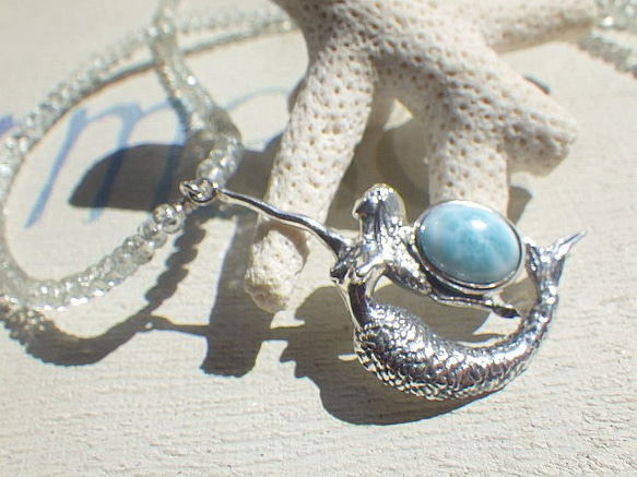 Mermaid&Larimar Aquamarine Necklace sv925 6枚目の画像