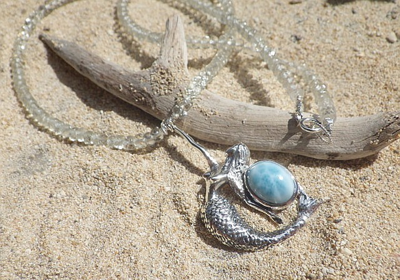 Mermaid&Larimar Aquamarine Necklace sv925 7枚目の画像