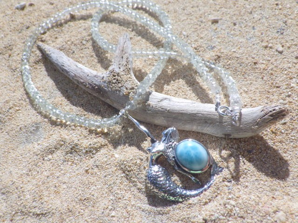 Mermaid&Larimar Aquamarine Necklace sv925 8枚目の画像