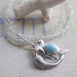 Mermaid&Larimar Aquamarine Necklace sv925 9枚目の画像