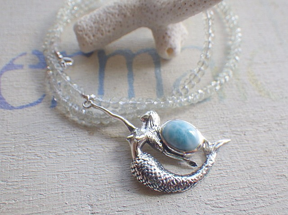 Mermaid&Larimar Aquamarine Necklace sv925 9枚目の画像