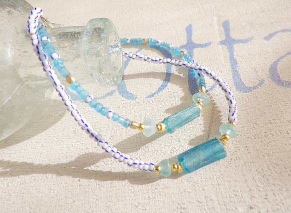 Roman glass seed beads bracelet ＊14kgf＊ 5枚目の画像