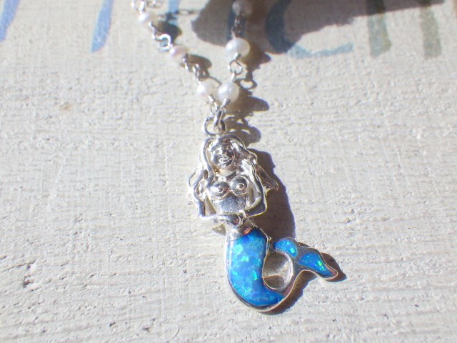 幸せのマーメイド シルバー925ネックレス　オパール sv925