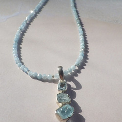 アクアマリン ラフロック Blue Ocean Gem Necklace＊sv925 8枚目の画像