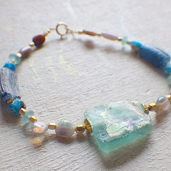 Roman glass & Opal bracelet 14kgf 4枚目の画像