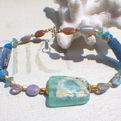 Roman glass & Opal bracelet 14kgf 5枚目の画像