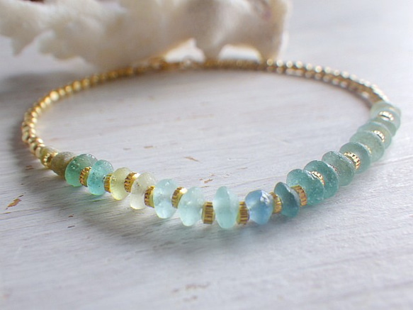 ☆再販☆Sea Roman Glass Bracelet *14kgf* 2枚目の画像